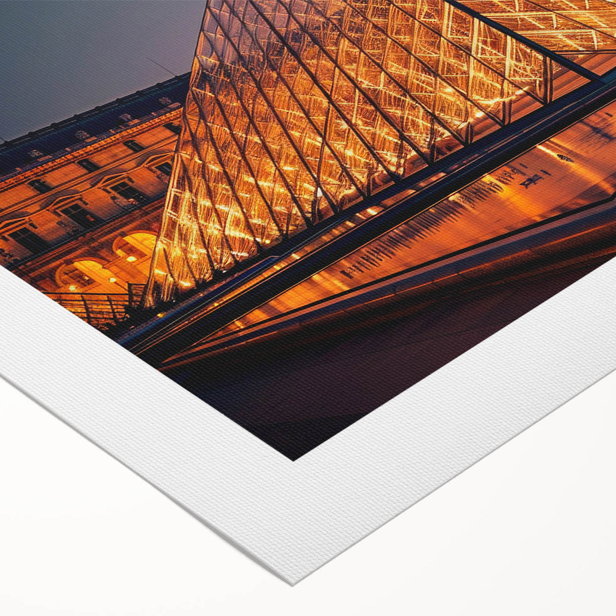 Art deco poster featuring a geometric architecture design in muted earth tones on rolled canvas.