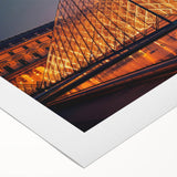 Art deco poster featuring a geometric architecture design in muted earth tones on rolled canvas.