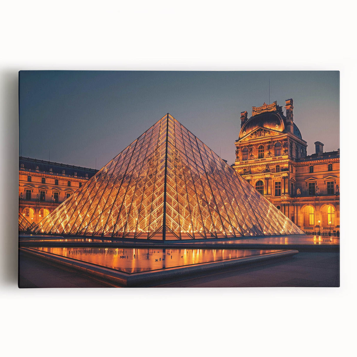 Large black and white stretched canvas of architectural museums, ideal for kitchen wall art.