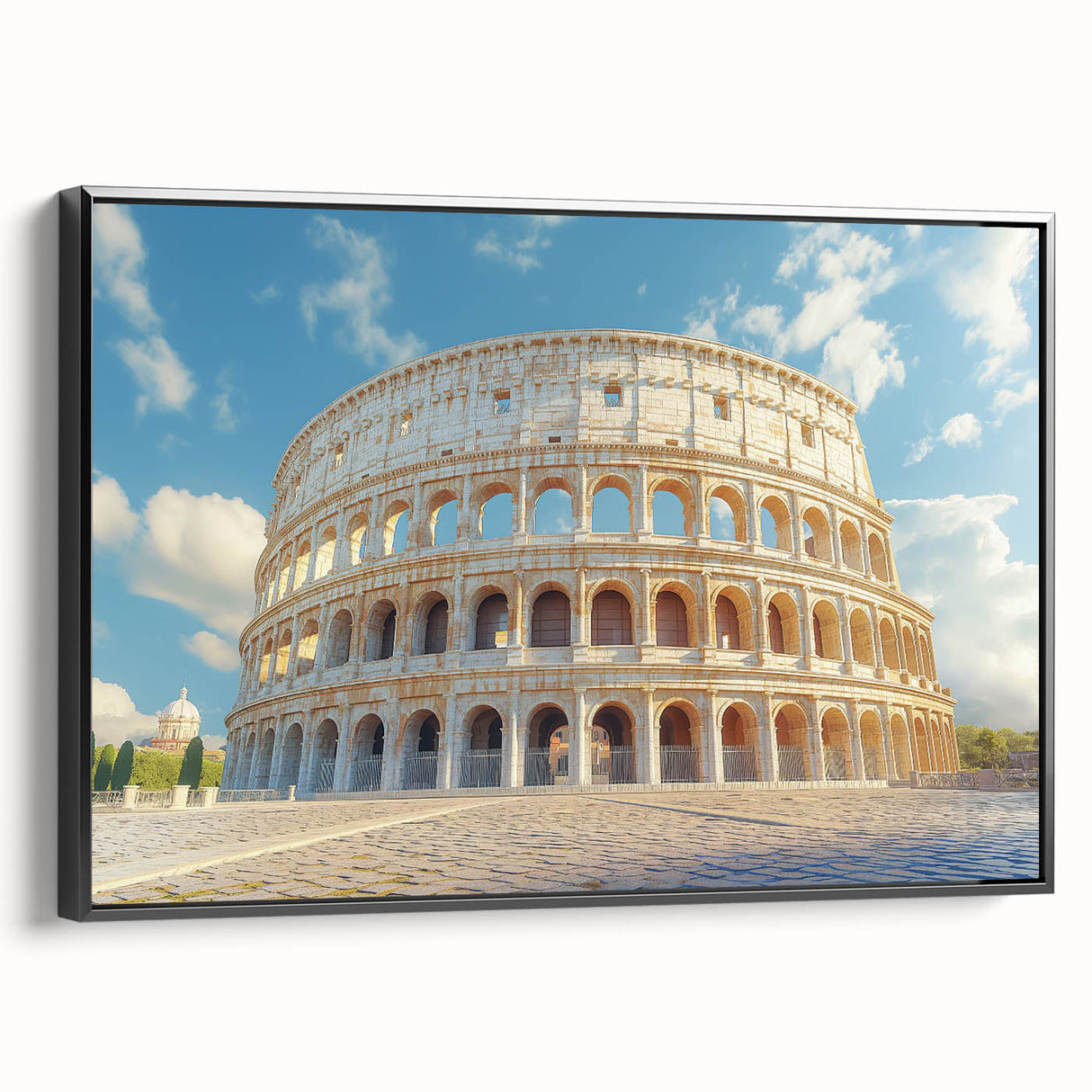 Black and white framed canvas of a vintage architectural museum design, ideal for bedroom wall decor.