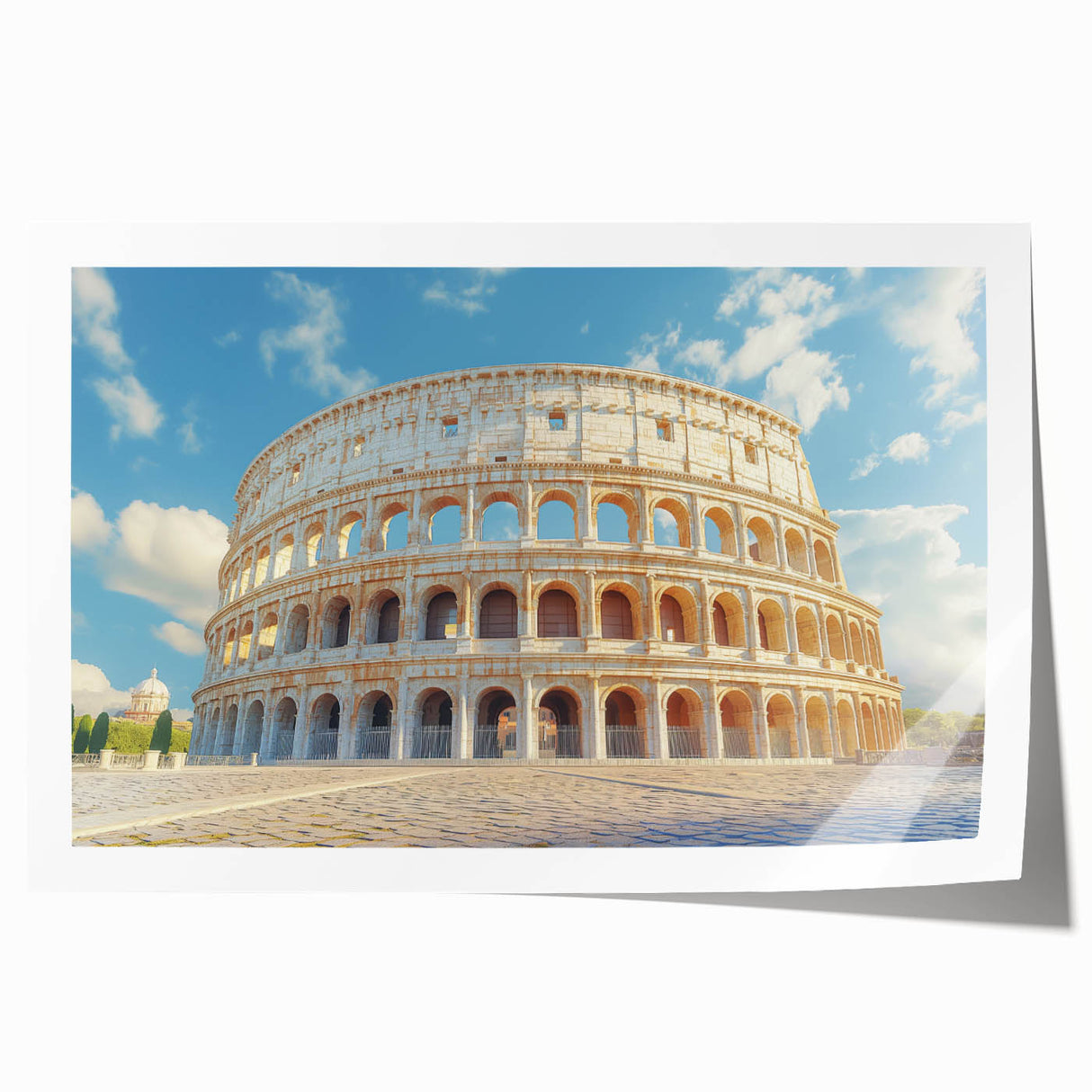 Extra large rolled print of a floral design in soft pastel shades, ideal for dining room wall art.