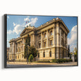 Black and white framed canvas featuring a vintage landscape painting, ideal for bedroom wall decor.
