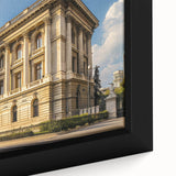 Extra large framed canvas featuring black textured art with colorful abstract designs, ideal for living room decor.
