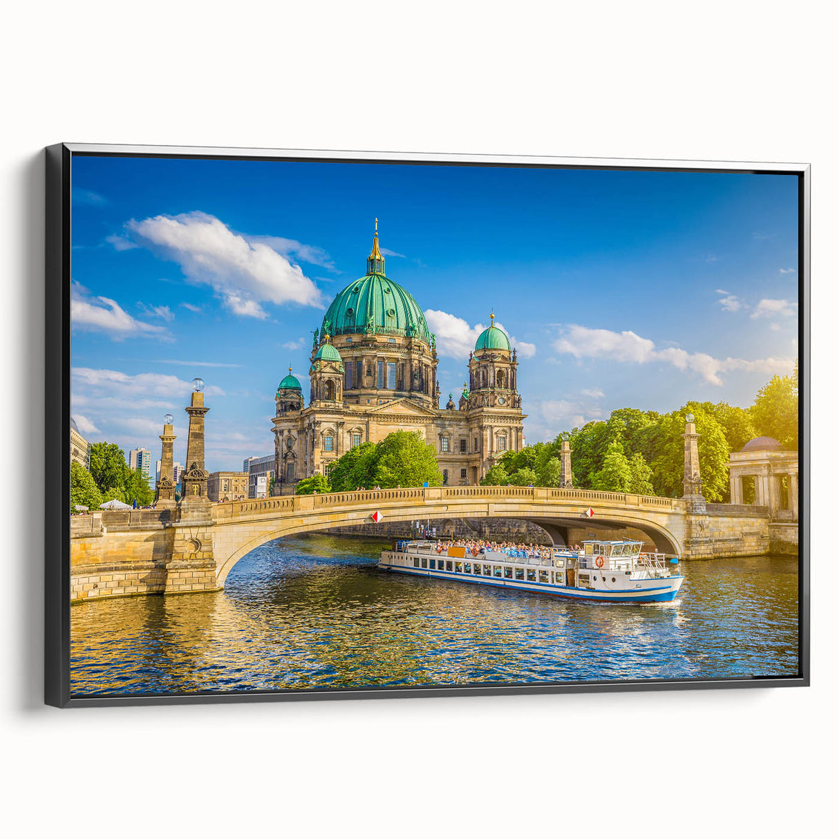 Black and white vintage poster art of a cityscape on framed canvas, ideal for bedroom wall decor.