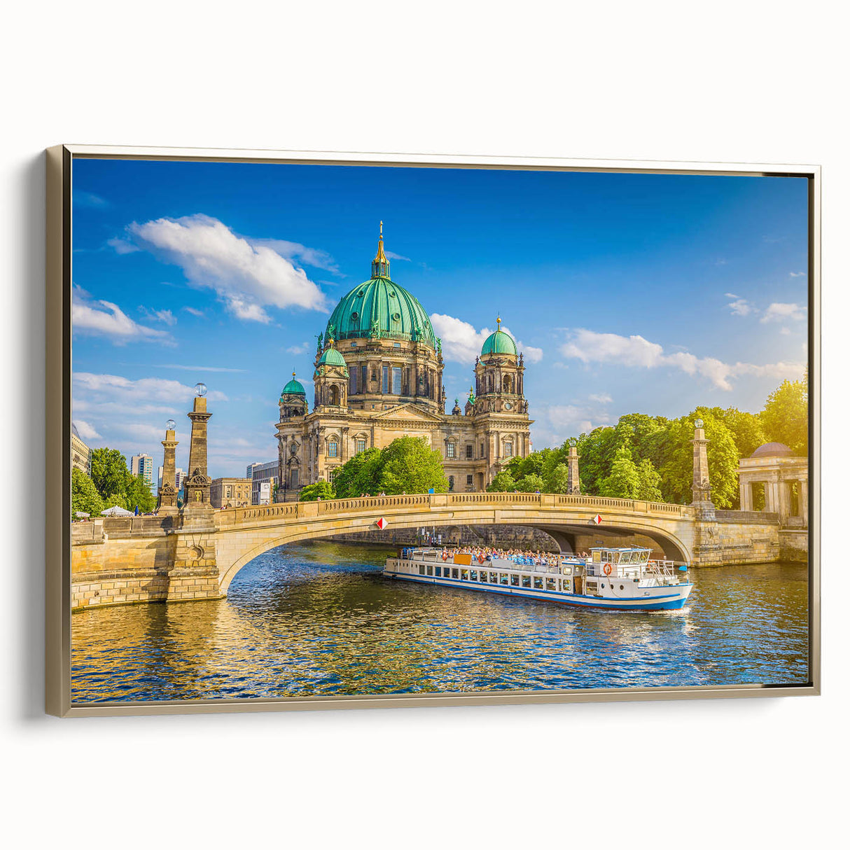 Framed canvas featuring a vintage landscape painting in muted gold and black tones, ideal for bedroom wall decor.