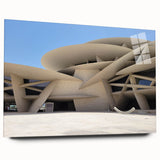 Large abstract wall art on acrylic glass featuring swirling blue and gray tones.