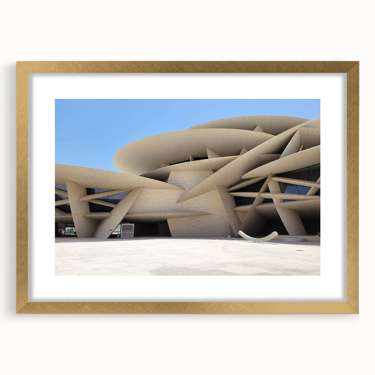 Extra large abstract art print featuring textured swirls in muted earth tones, framed in gold, ideal for living room decor.
