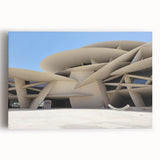 Black and white large art print of architectural museums on stretched canvas, ideal for kitchen wall art.