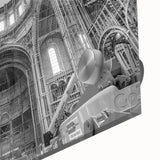 Large abstract wall art in mid-century modernist style on acrylic glass, featuring geometric shapes in earth tones.