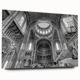 Large abstract wall art in muted gray and blue tones on acrylic glass, ideal for bedroom or dining room decor.