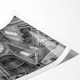 Extra large wall art featuring line art flowers in black and white on rolled canvas, ideal for large living room decor.