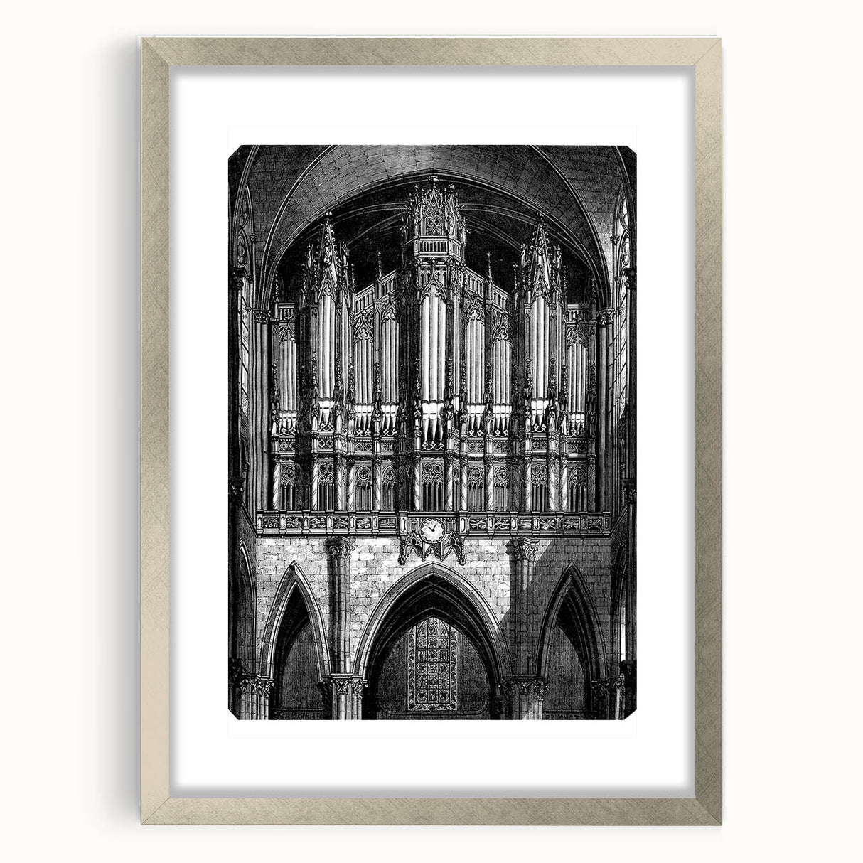 Textured abstract art print in silver frame, featuring dynamic shapes in muted gray, ideal for modern bedroom decor.