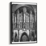 Black and white framed canvas featuring a vintage poster art style landscape, ideal for bedroom wall decor.