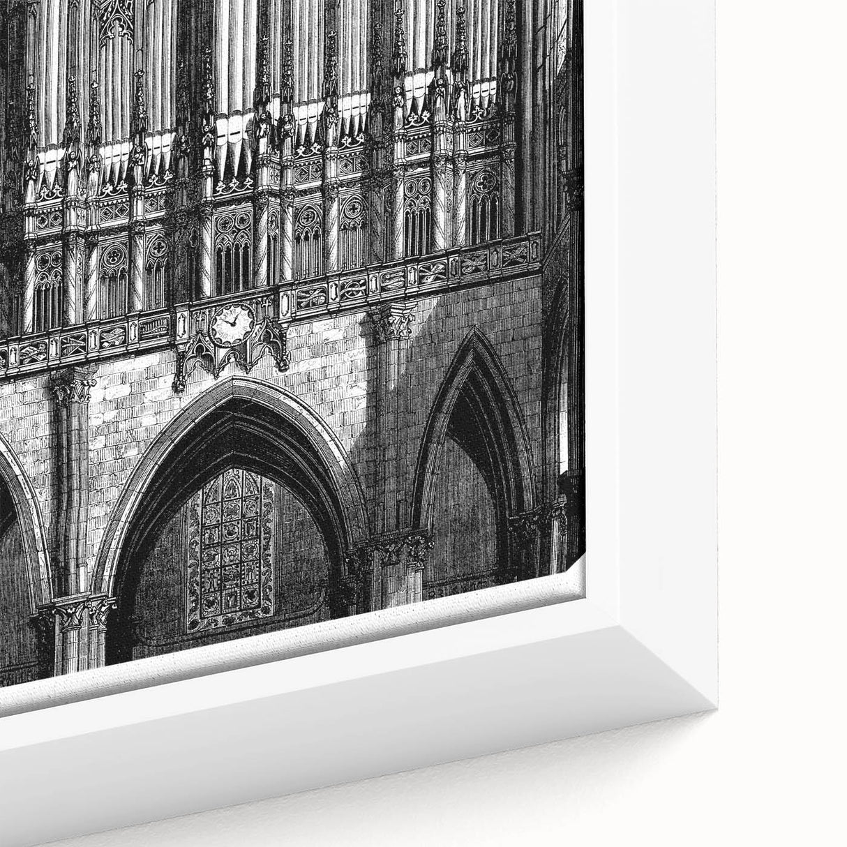 Framed canvas depicting vintage poster art of a black and white landscape, ideal for bedroom wall art.