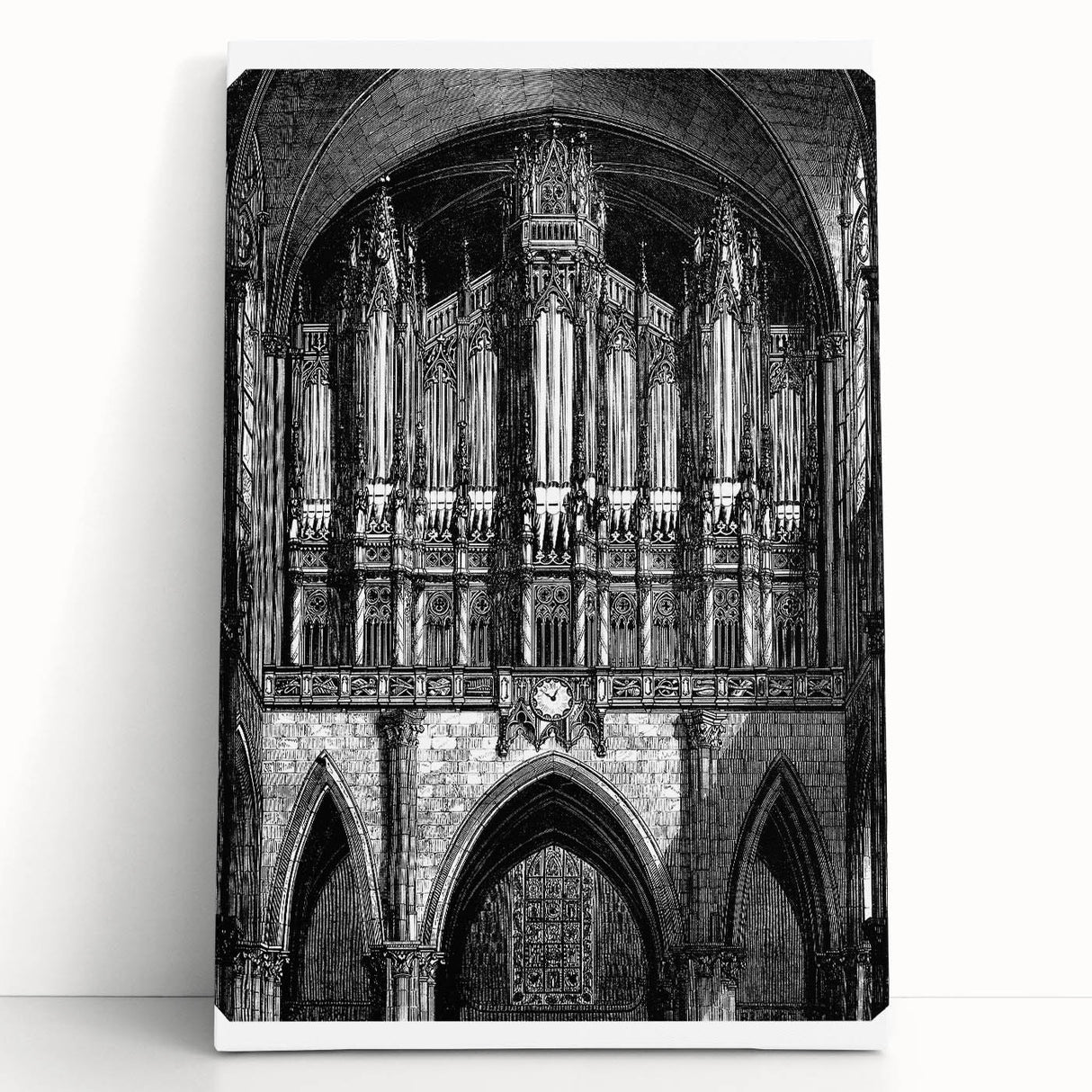 Black and white photo of classical architecture on stretched canvas, suitable for kitchen or bedroom wall art.