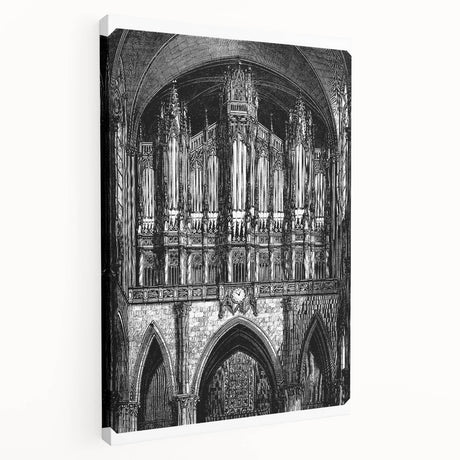 Large canvas print featuring a detailed architectural museum design in neutral tones, ideal for kitchen wall art.