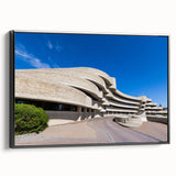 Black and white vintage poster art of architectural museums on framed canvas, suited for bedroom decor.