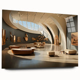 Large abstract wall art in acrylic print featuring swirling blue and gray tones, ideal for bedroom or dining room decor.