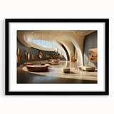 Extra large abstract art print featuring vibrant, colorful textured patterns, framed in black, ideal for living room decor.