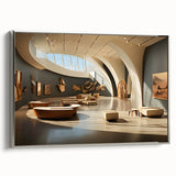 Framed canvas of a vintage-style landscape painting featuring colorful art on a black background, ideal for office decor.