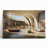 Large black and white architectural photo on stretched canvas, ideal for kitchen wall art or bedroom ambiance.