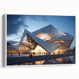 Vintage poster art of colorful abstract design on extra large framed canvas, ideal for living room decor.