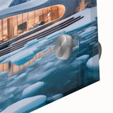 Large abstract wall art on acrylic glass featuring mid-century modernist designs in muted colors.