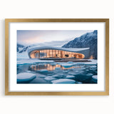 Extra large abstract art print with textured design in gold and white hues, framed with mat, ideal for living room decor.