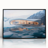 Large abstract wall art featuring geometric shapes in black and white, framed in black acrylic.