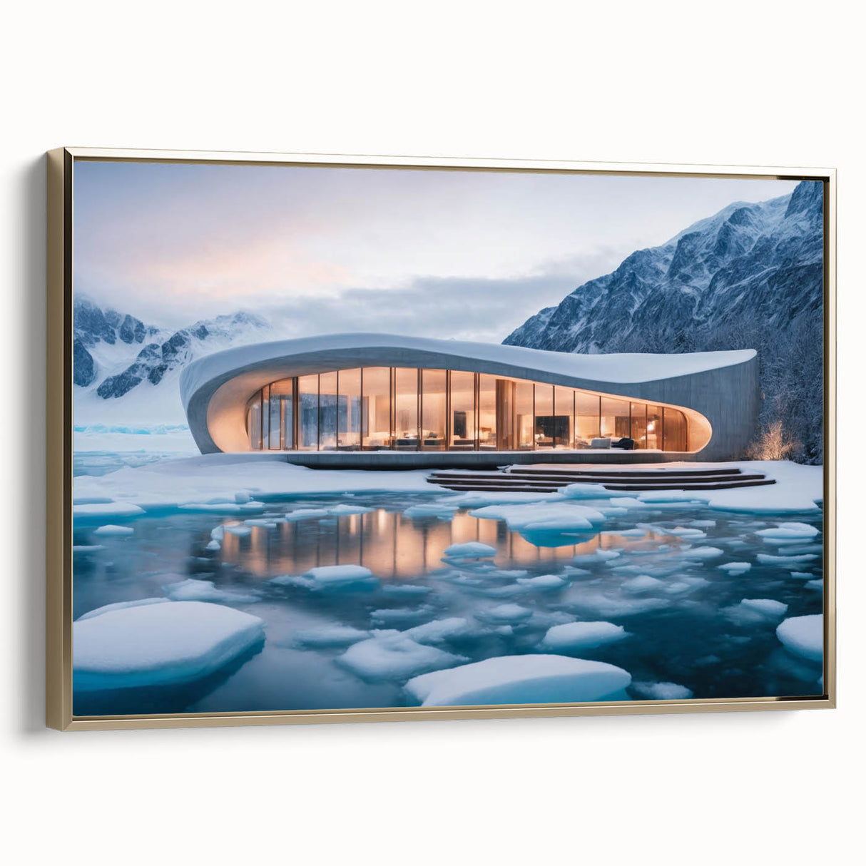 Framed canvas featuring a vintage poster art landscape, with muted black tones, ideal for bedroom wall decor.