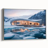 Framed canvas landscape art painting featuring a vintage poster design in colorful hues.