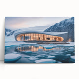 Large black and white stretched canvas of architectural museums, ideal for kitchen wall art or bedroom decor.