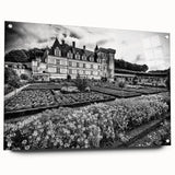 Acrylic print of a large abstract design featuring muted earth tones, ideal for modern dining room decor.