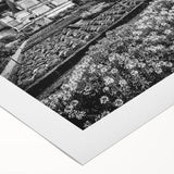 Art deco poster featuring a palace architecture design in muted gold and black, printed on rolled canvas.