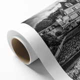 Art Deco poster of a palace design in muted gold and cream tones on rolled canvas.