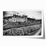 Rolled canvas print of a grand palace architecture in muted beige and cream tones, suitable for dining room wall art.