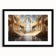 Extra large abstract art print featuring a colorful, textured depiction of a palace, on a black framed canvas.