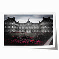 Extra large rolled canvas print of a palace architecture with detailed floral designs in muted earth tones.