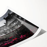 Extra large wall art featuring line art flowers on a rolled print, using muted earth tones.