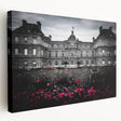 Large art print of a palace design in muted earth tones on stretched canvas, ideal for kitchen wall decor.