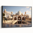 Black and white framed canvas of a vintage-style palace architecture, ideal for bedroom wall decor.