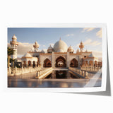 Rolled print of a classical palace architecture design in soft beige tones, suitable for art wall dining room.