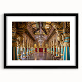 Abstract art print featuring a colorful, textured design on a large black-framed canvas, ideal for living room decor.