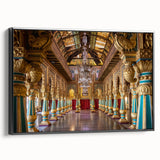 Black and white framed canvas featuring a vintage poster art of a palace landscape, ideal for bedroom wall decor.