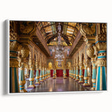 Framed canvas featuring a vintage-style black and white landscape painting, ideal for bedroom wall decor.