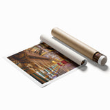Extra large rolled print featuring a detailed floral design on a palace architecture backdrop.