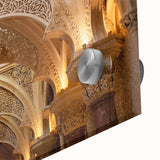 Mid-century modernist large abstract art print on acrylic glass, featuring geometric shapes in muted tones.