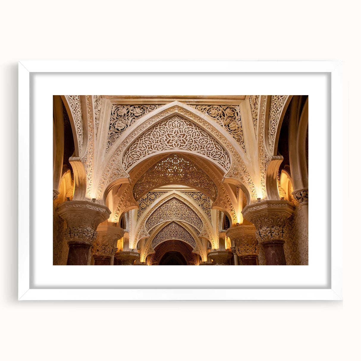 Extra large abstract art print featuring textured design in muted earth tones, framed with white mat.