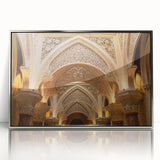 Art Deco style palace architecture depicted in silver and gray tones on a framed acrylic, suitable for modern art wall decor.