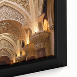 Close-up of a black wall art canvas featuring a textured, colorful abstract design, ideal for living room decor.